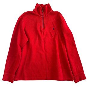 Polo Ralph Lauren Men's Sz M Red Cotton Quarter-Zip Pullover Sweater Classic Fit